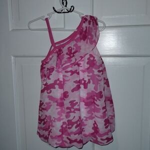 Girls pink camo cold shoulder tank top
